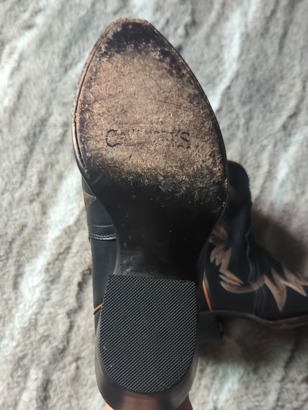 Black Western Cowboy Boots with Tan Stitching Cavenders Rodeo Ankle boots - Picture 2 of 4